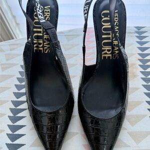 Versace Jeans Collection Black Women's Scarlett Croc Heels size 39
